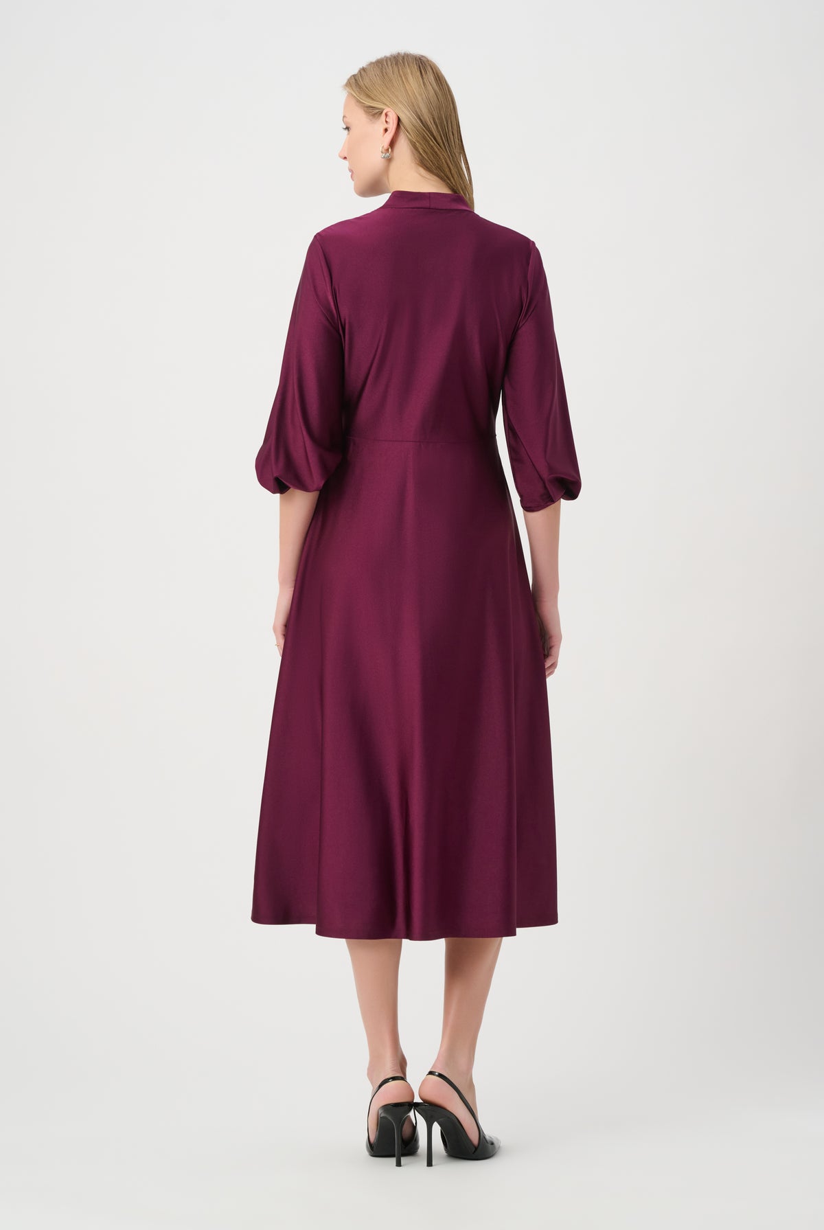 Joseph Ribkoff Knit Satin Flowy Wrap Dress-264070, view 5