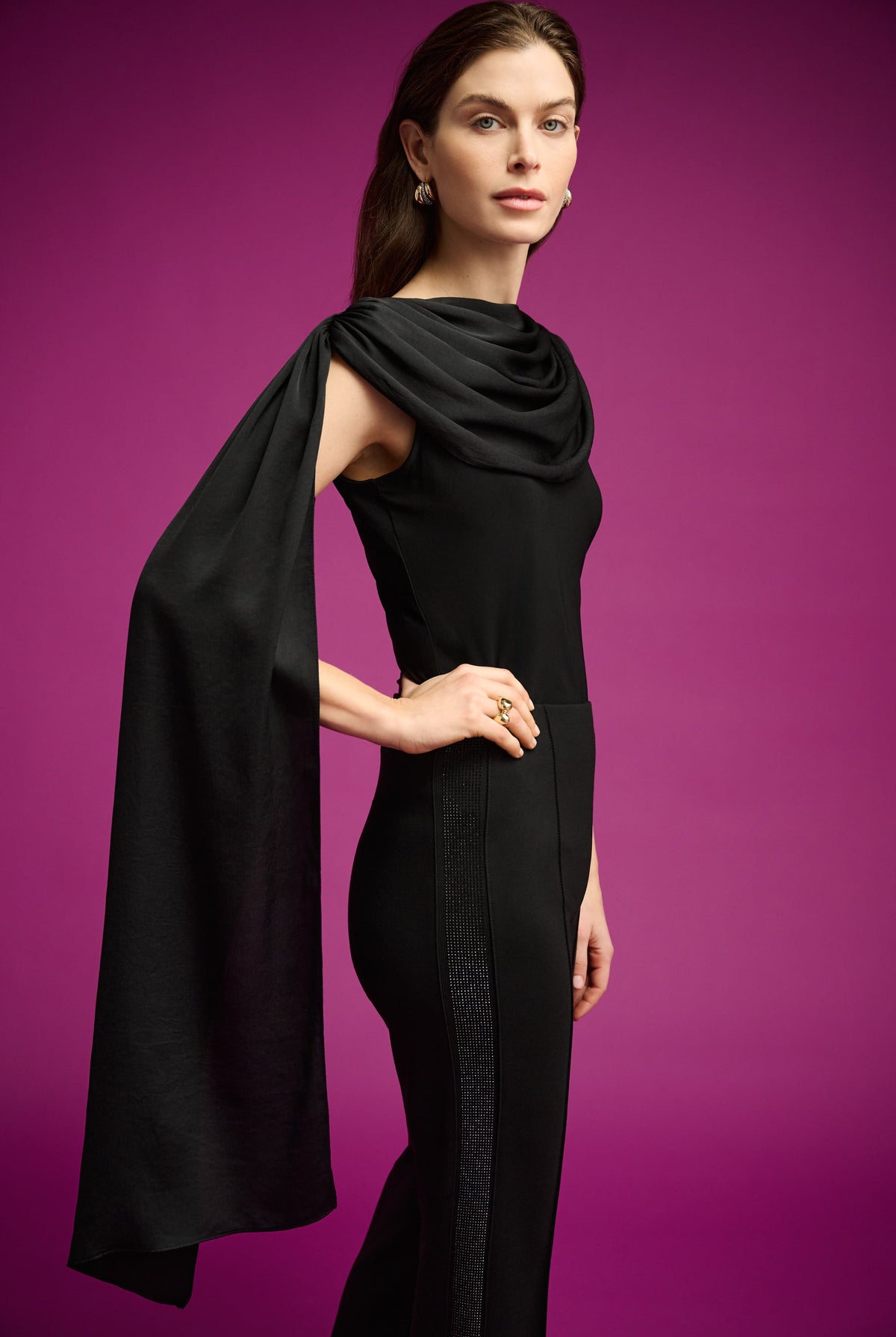 Joseph Ribkoff Scarf Collar Fitted Top-264113, view 3