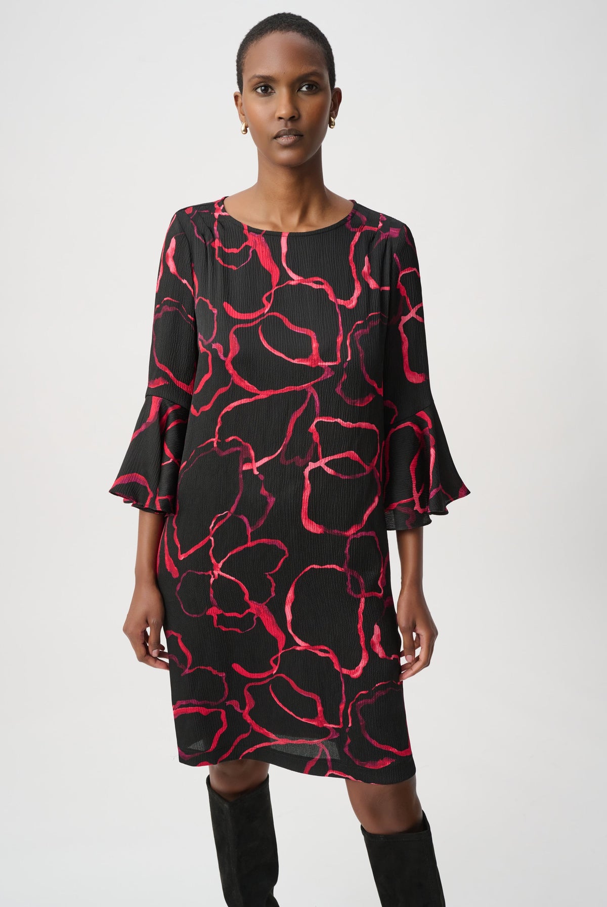 Joseph Ribkoff Textured Satin Floral Dress-264183, view 2
