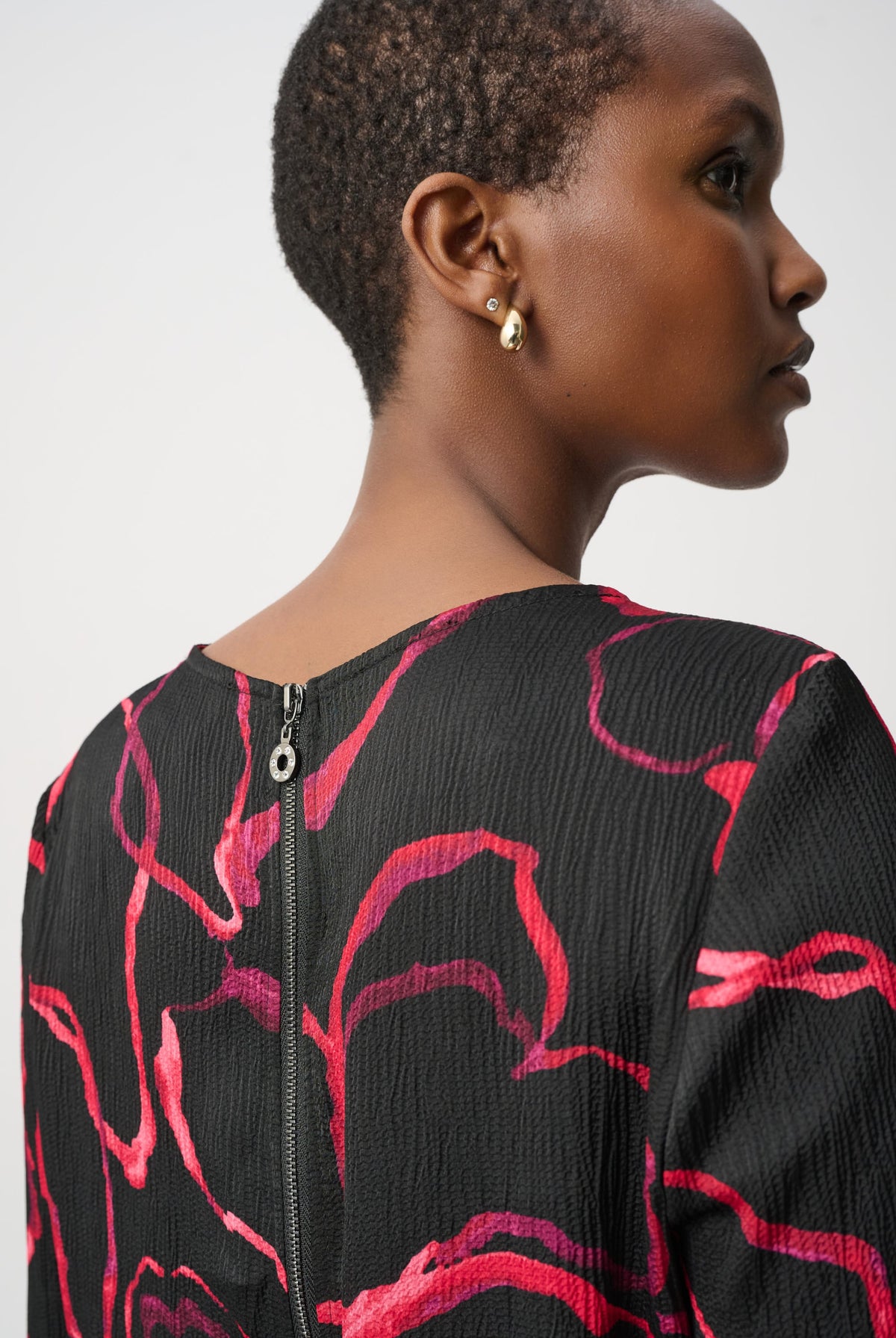Joseph Ribkoff Textured Satin Floral Dress-264183, view 3