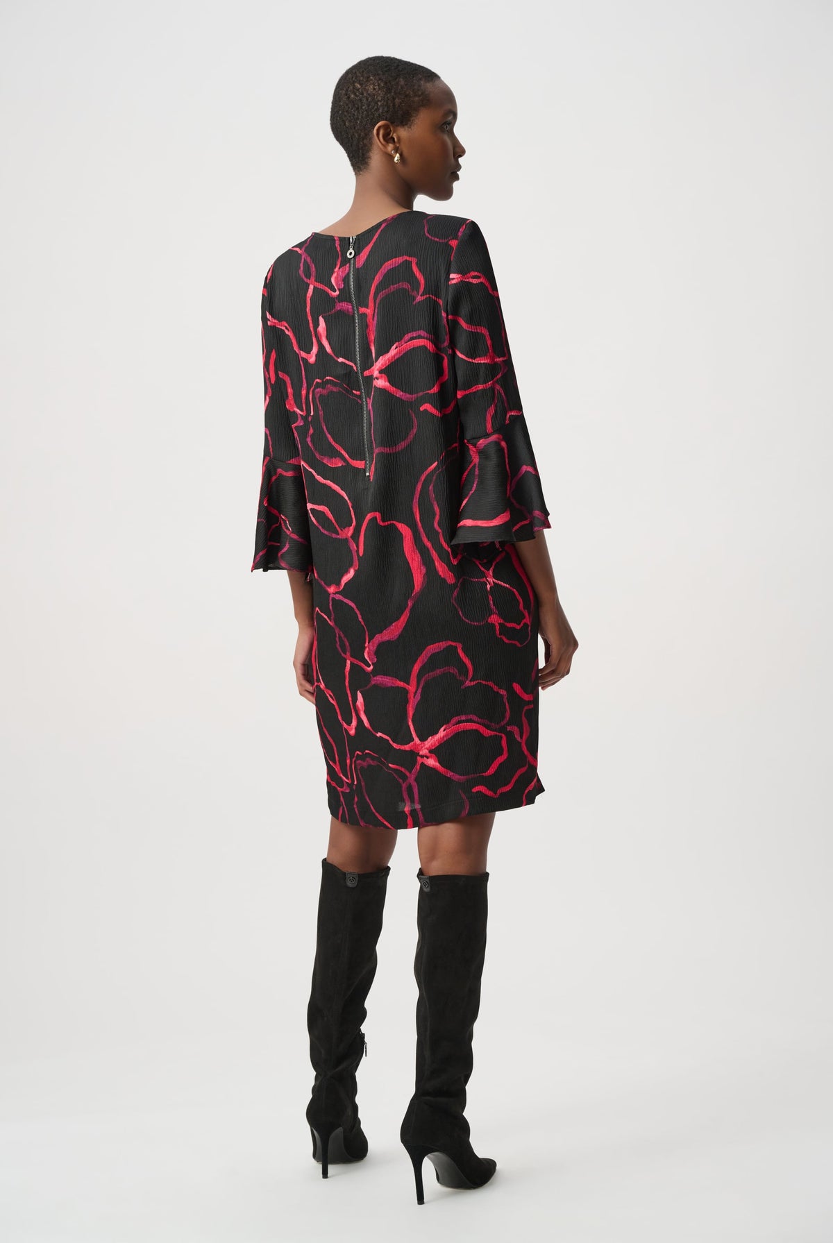 Joseph Ribkoff Textured Satin Floral Dress-264183, view 4