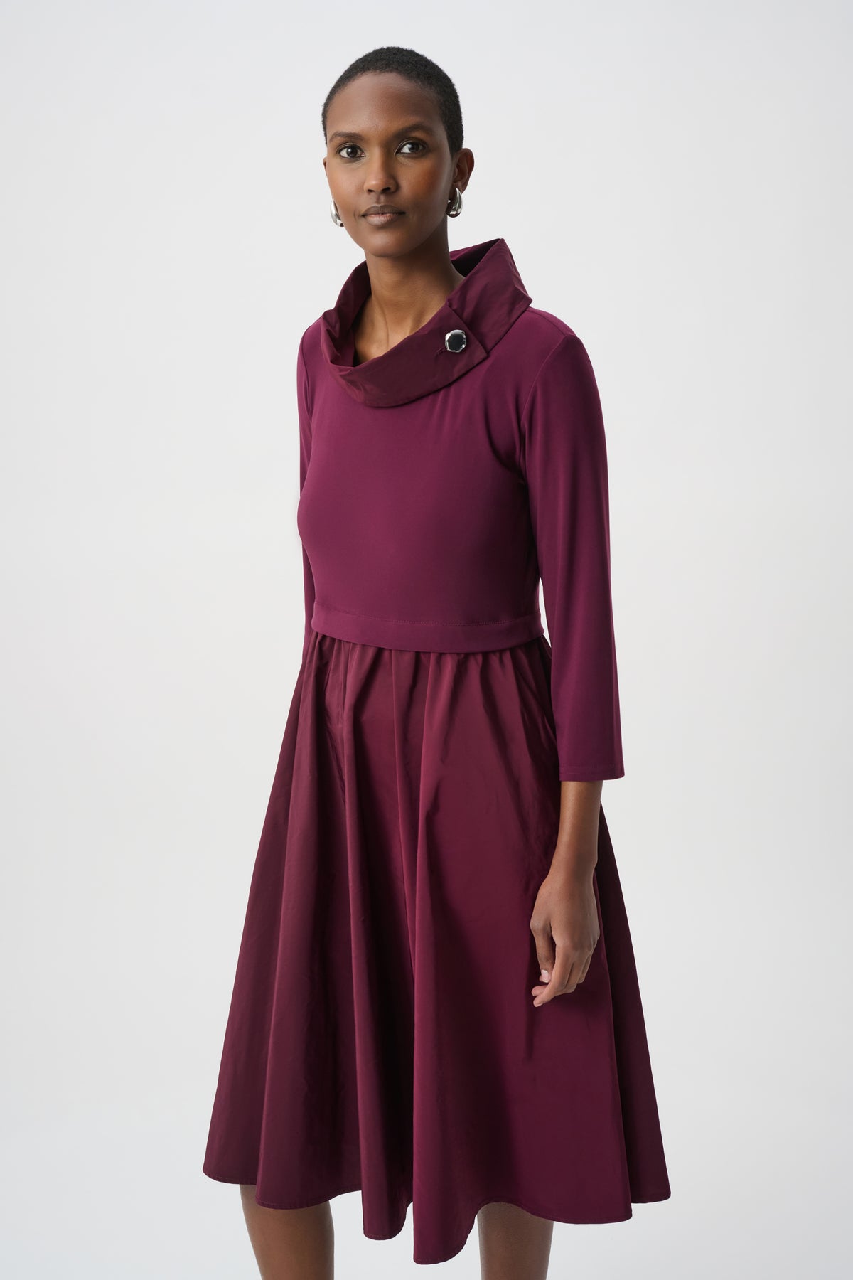 Joseph Ribkoff Shawl Collar Fit & Flare Dress-264184, Elderberry