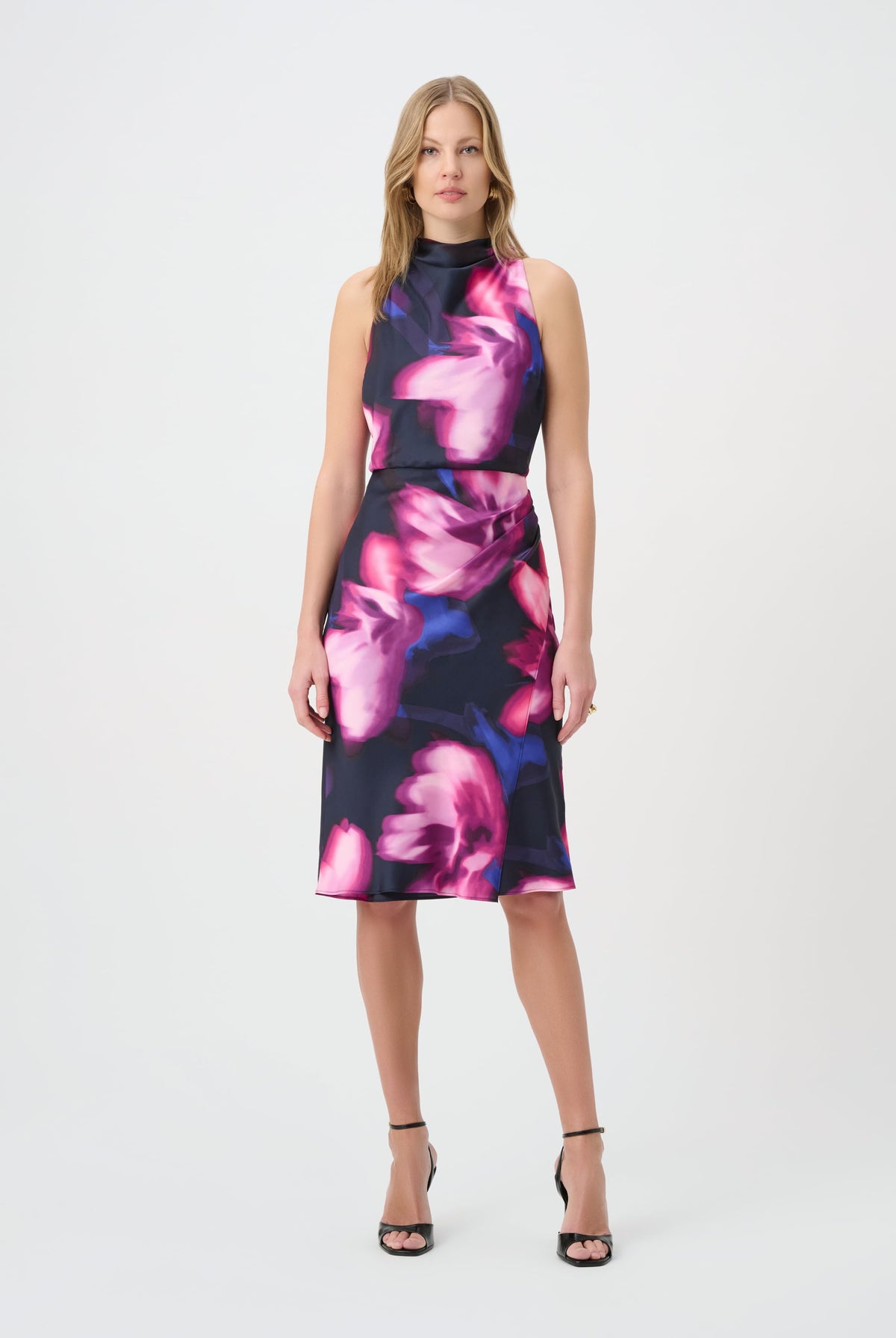 Joseph Ribkoff Floral Print Satin Halter Neck Dress-264727