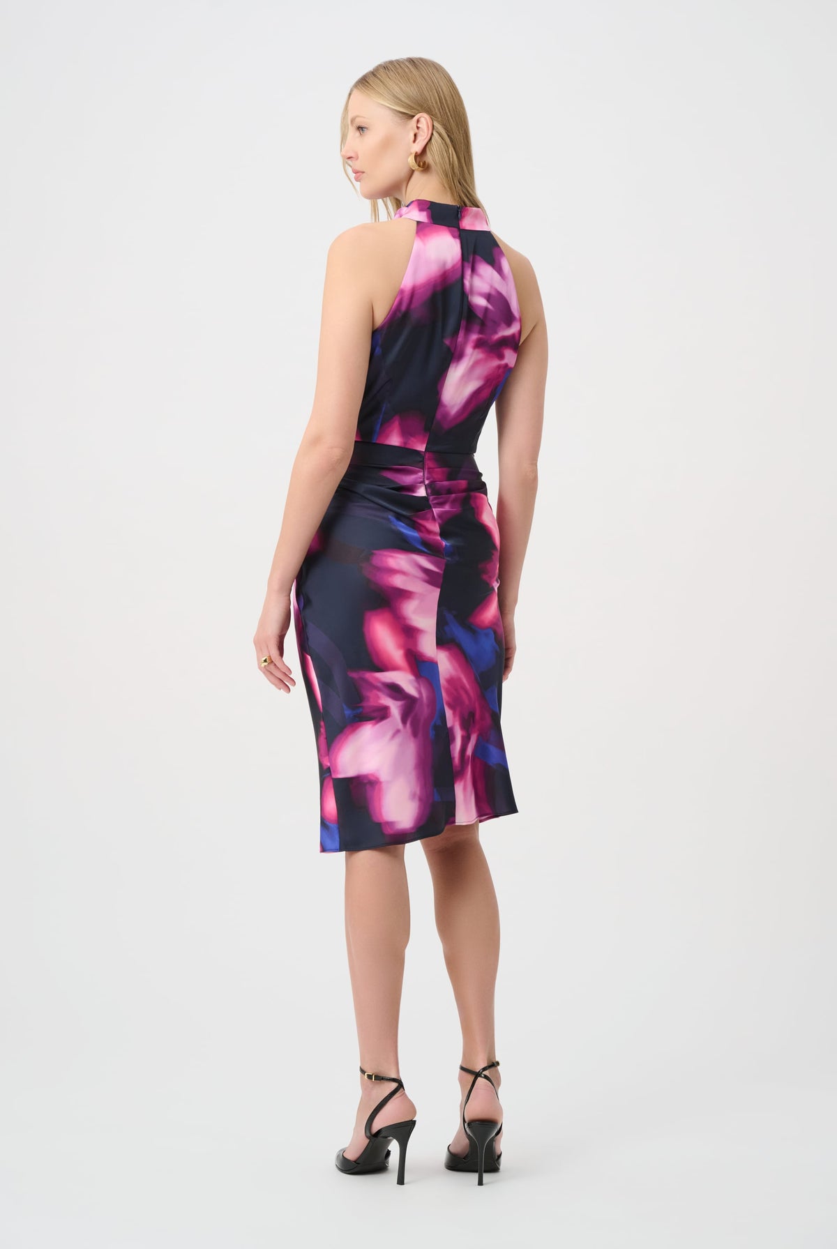 Joseph Ribkoff Floral Print Satin Halter Neck Dress-264727, view 4