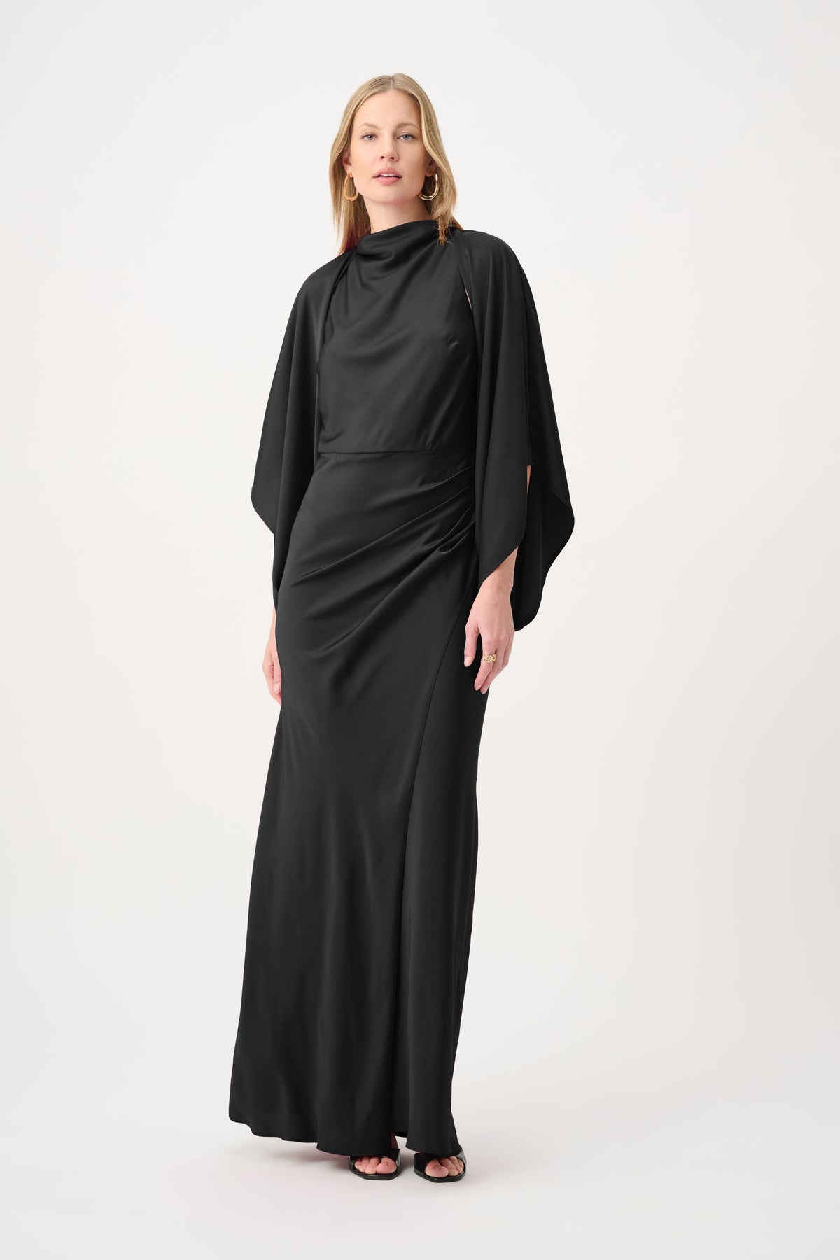 Joseph Ribkoff Satin Dolman Sleeve Cover-Up-264731, Black