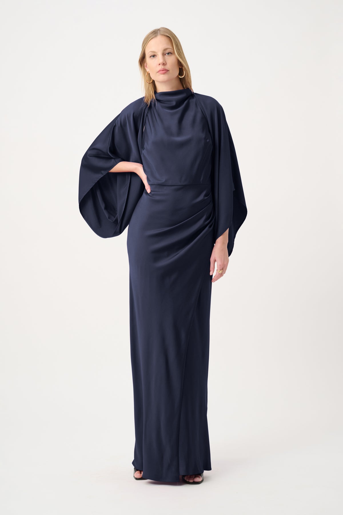 Joseph Ribkoff Satin Dolman Sleeve Cover-Up-264731, Midnight Blue