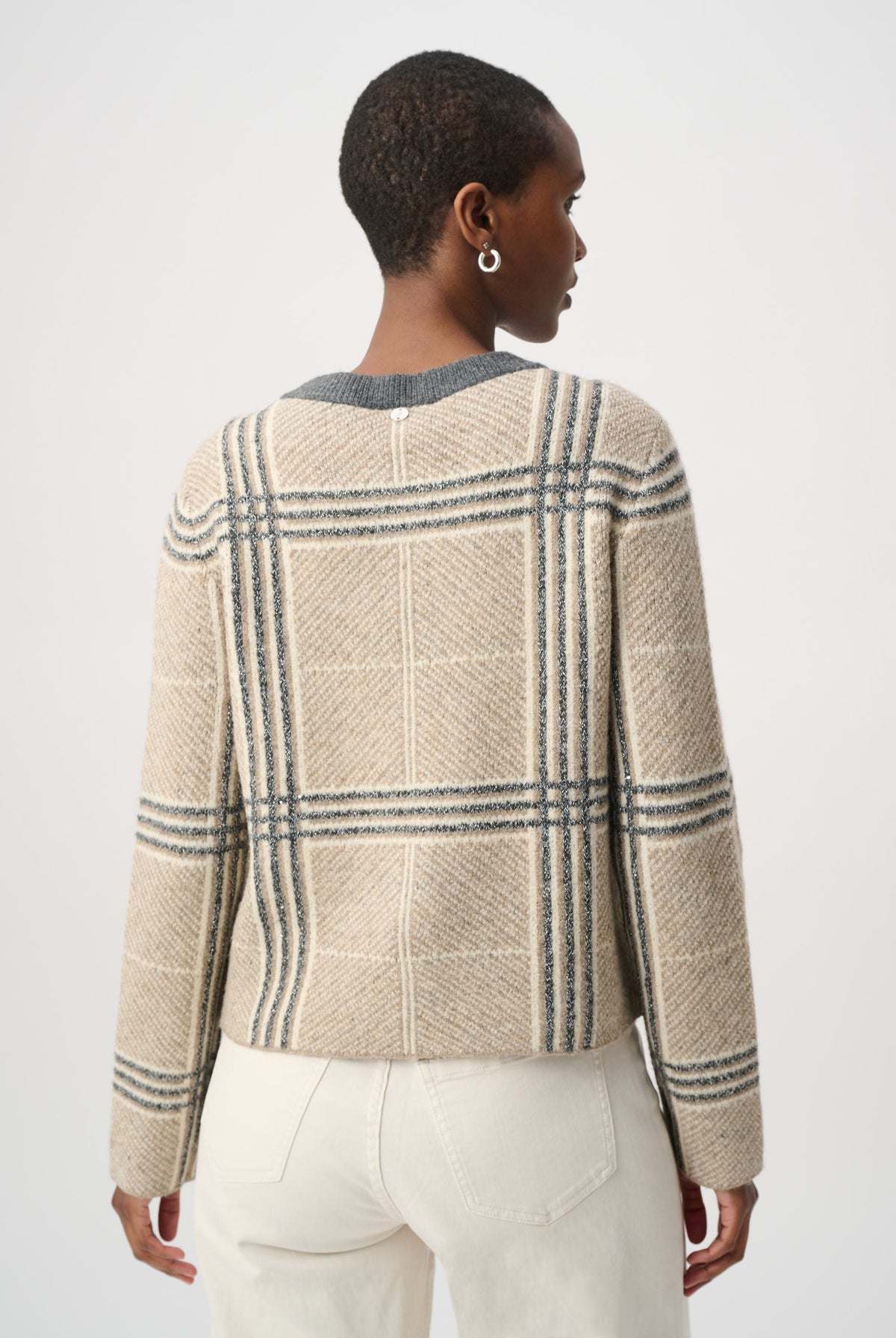 Joseph Ribkoff Plaid Straight-Fit Cardigan-264909, view 4