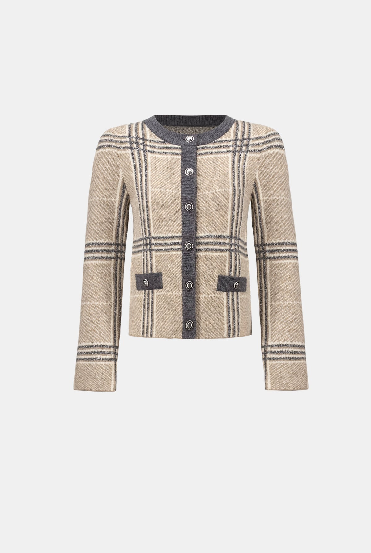 Joseph Ribkoff Plaid Straight-Fit Cardigan-264909, view 6