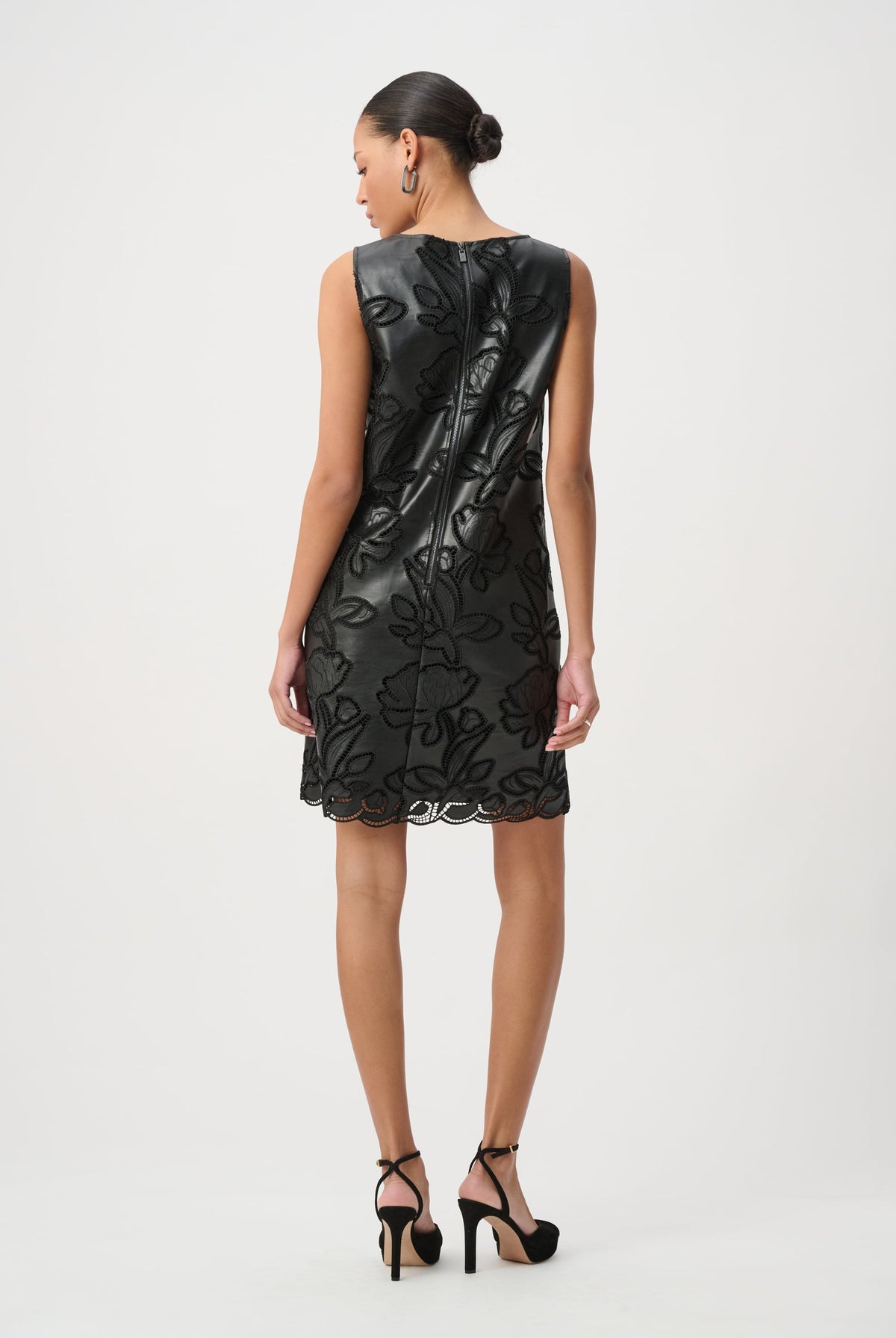 Joseph Ribkoff Faux Leather Embroidered Dress-264940, view 6