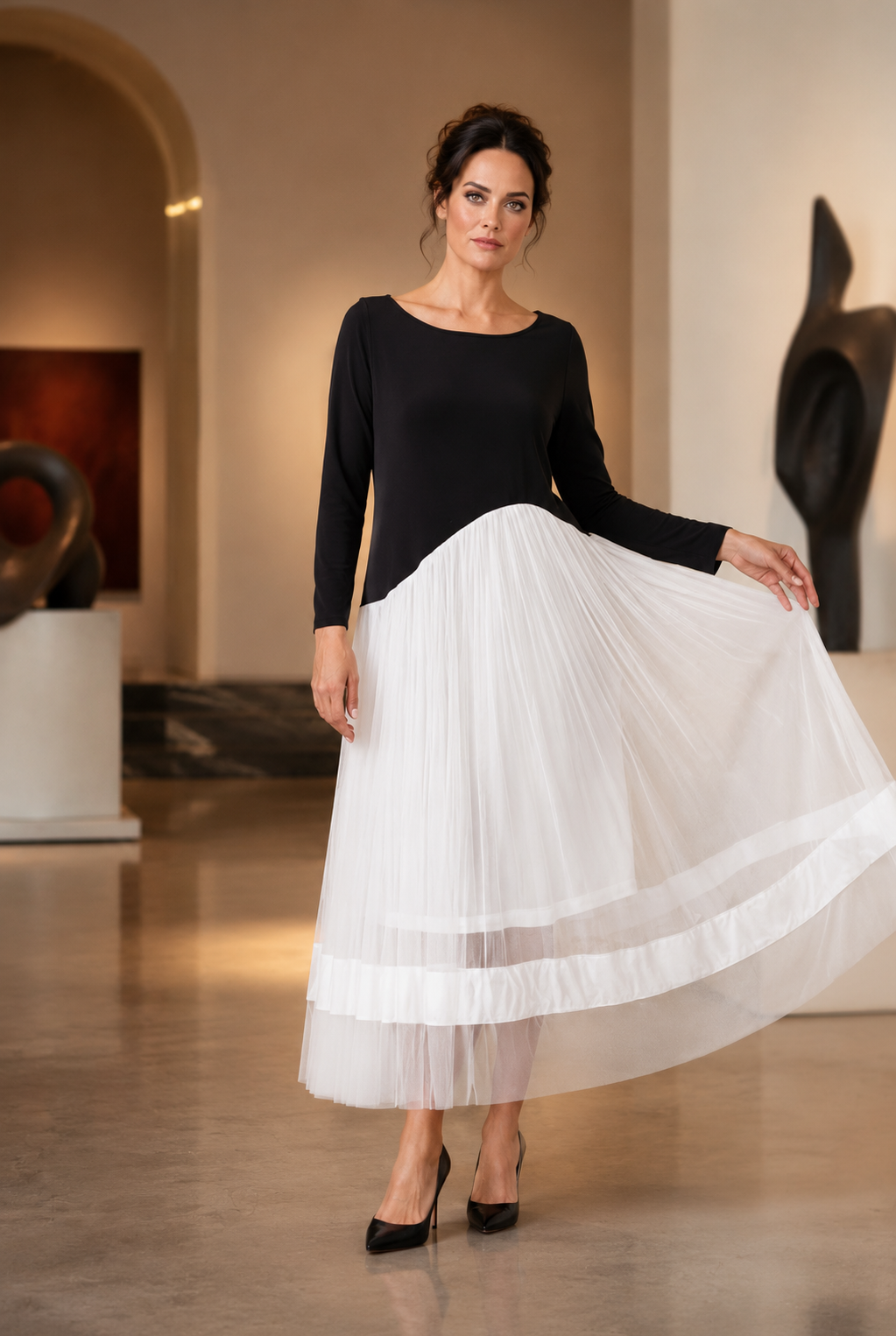 IC Collection Mesh Skirt Dress-IC-6446D