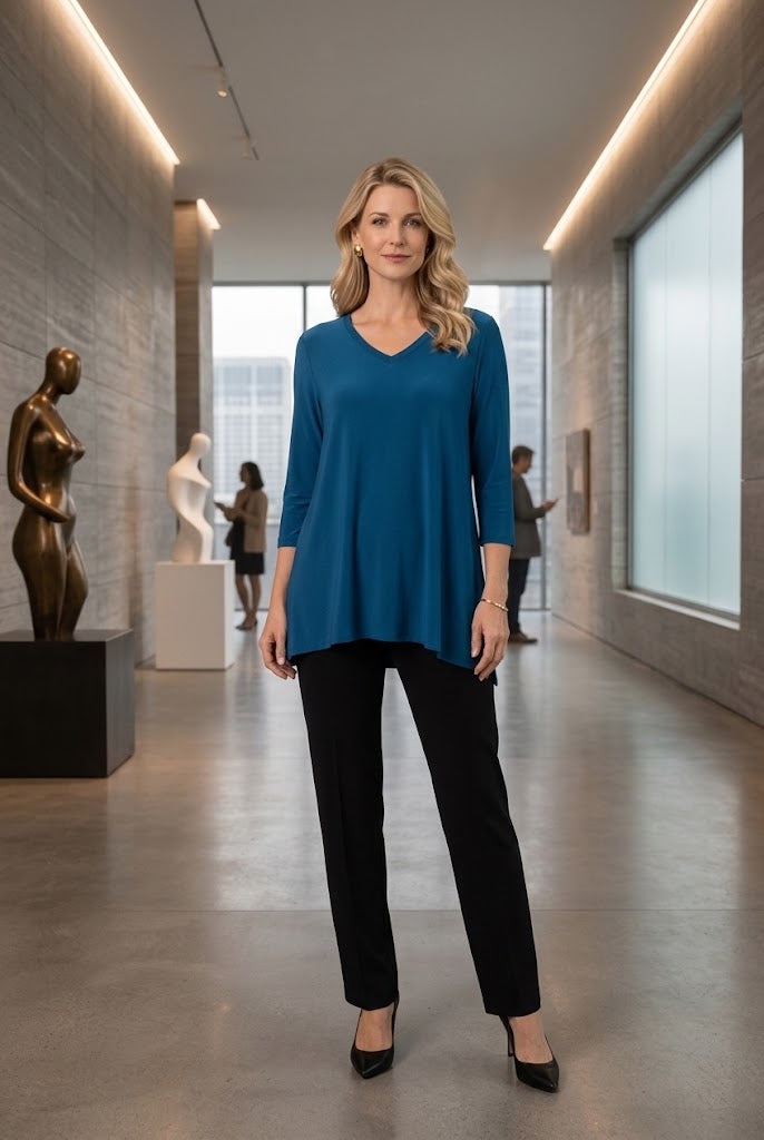 By JJ 3/4 Sleeve V-Neck Top-IT-122, view 3
