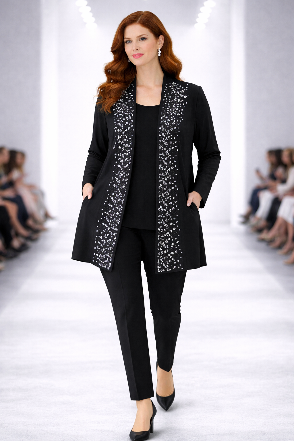 Gardy Rhinestone Geo Pattern Open Jacket-693