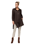IC Collection Asymmetric Hem Shirt with Classic Collar-7513B-DUP