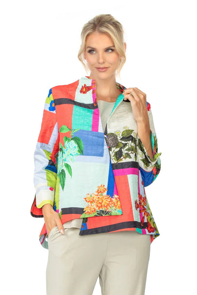 IC Collection Floral-Print Asymmetric Jacket 7261J | Unique Apparel USA