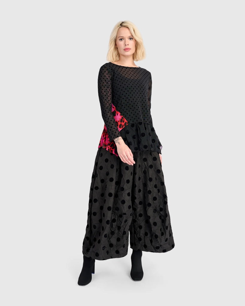 ALEMBIKA Amour Flounce Top, Black Mix-ET744M