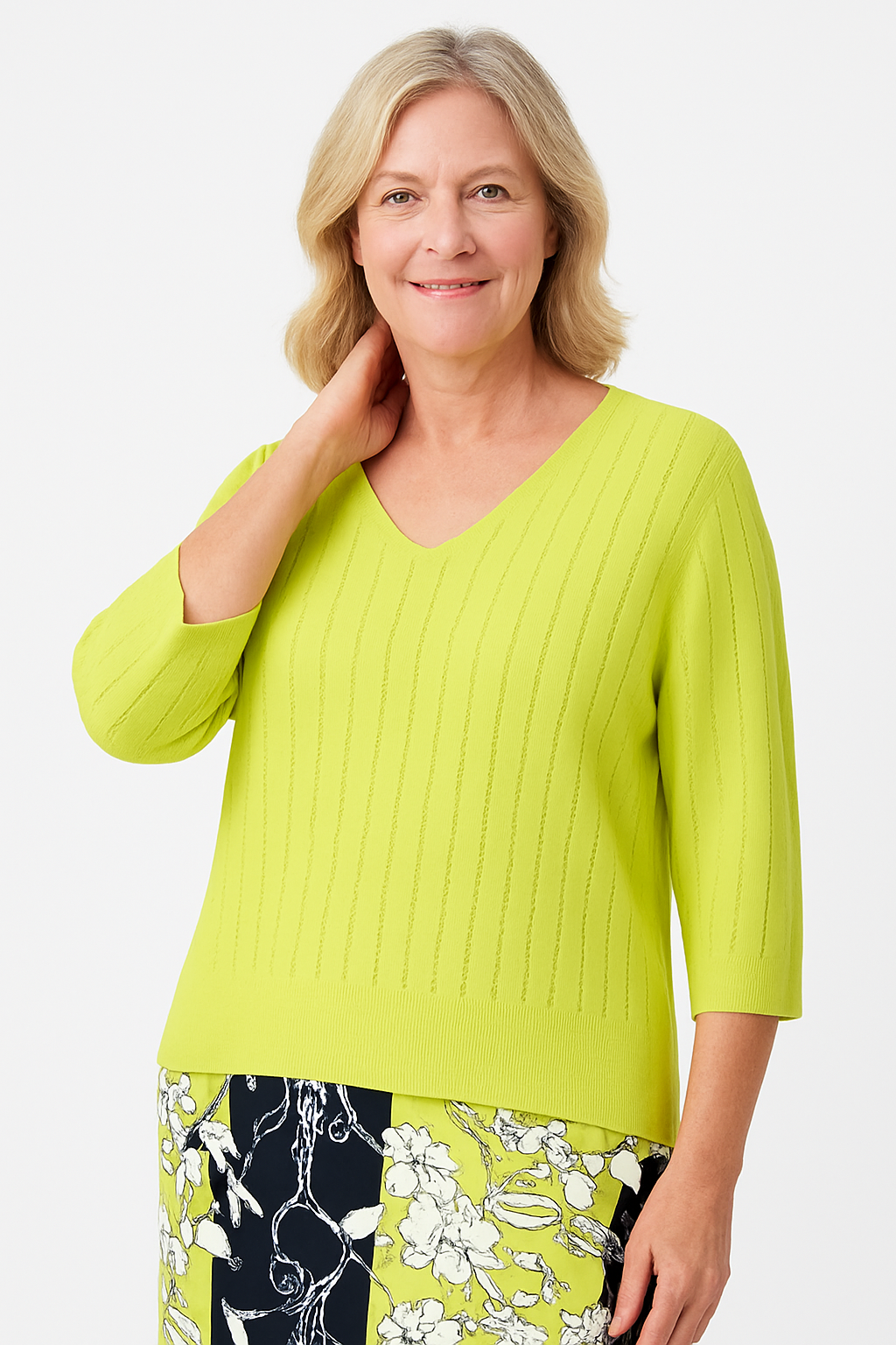 Joseph Ribkoff Knit V-Neck Studded Top-231944
