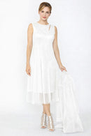 IC Collection Asymmetrical Cut Line Sleeveless Dress-7656D