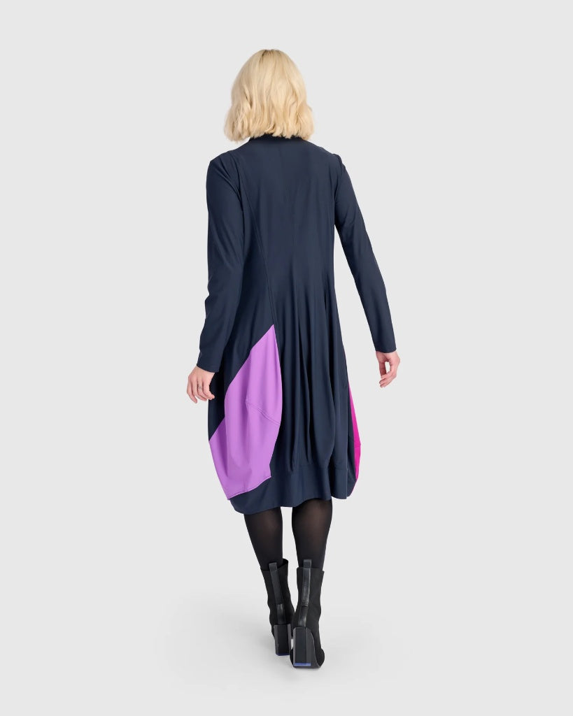 ALEMBIKA Tekbika Barb Colorblock Dress, Navy Mix-TD666M
