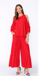 IC Collection Tie-Sleeve Cold Shoulder Dolman Top-7637TB