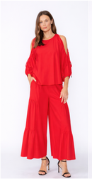 IC Collection Tie-Sleeve Cold Shoulder Dolman Top-7637TB