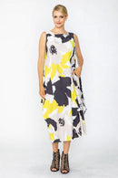 IC Collection Printed Dress With Stripe-7856D