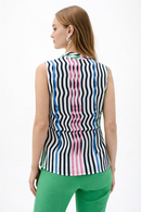 Joseph Ribkoff Woven Stripe Sleeveless Blouse-262241