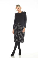 Moonlight Abstract Patch Balloon Dress – Black/Grey-3558