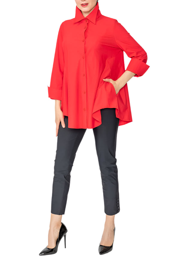 IC Collection High/Low Button Down Blouse | Unique Apparel USA