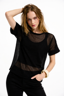 Joseph Ribkoff Silky Knit and Mesh Straight Top-261642