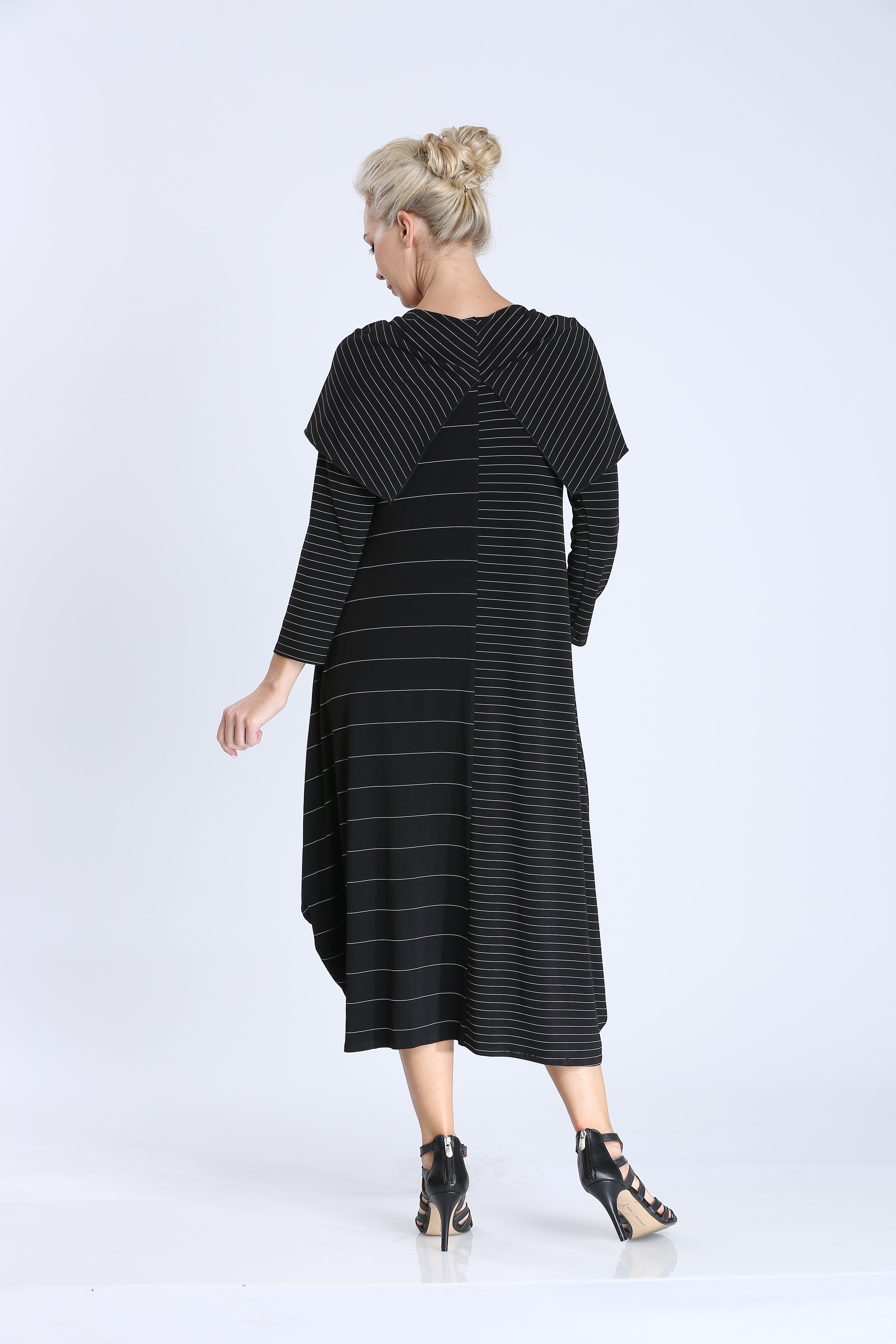 IC Collection Off-Shoulder Dress-3865D-STRIPED