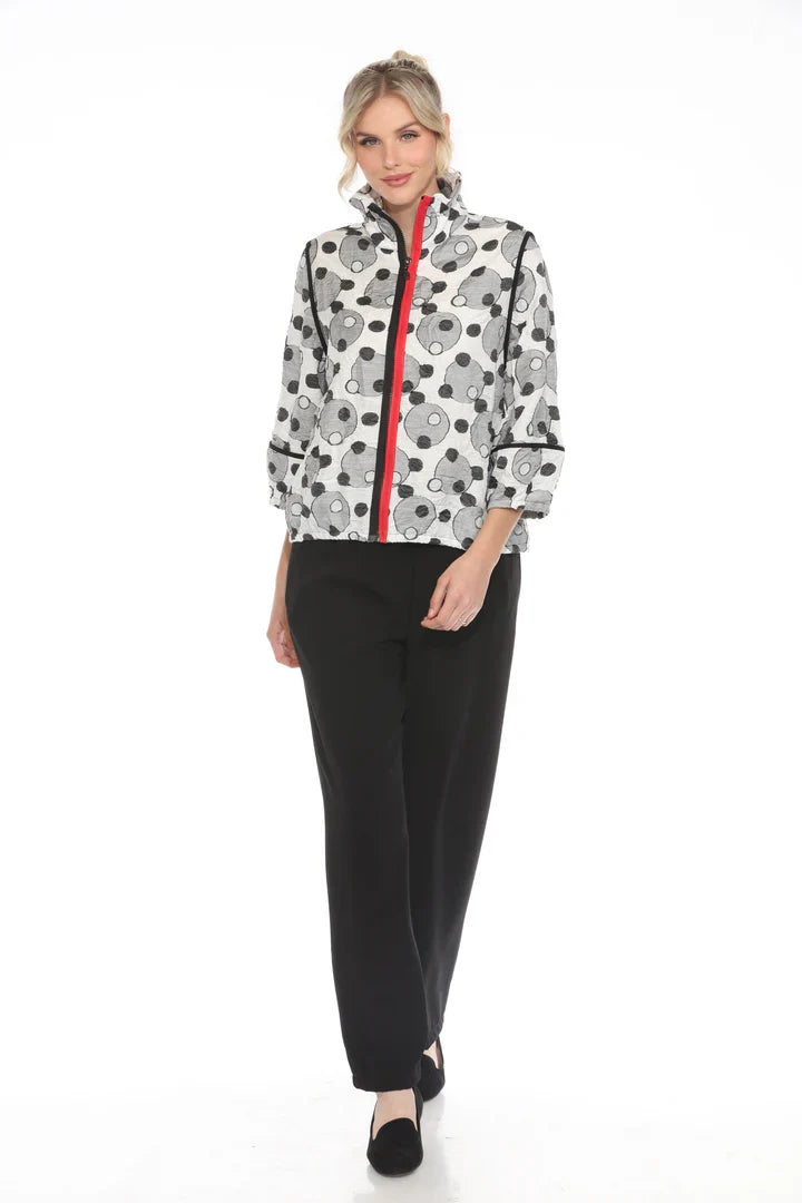 Moonlight Circle Print Zip Jacket-3975