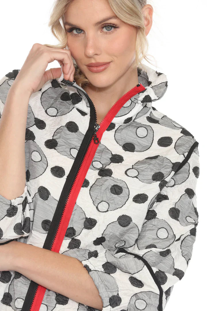 Moonlight Circle Print Zip Jacket-3975