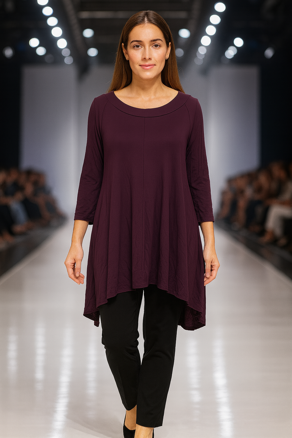 COMFY USA Deep Plum Long Sleeve Tunic Top-C611