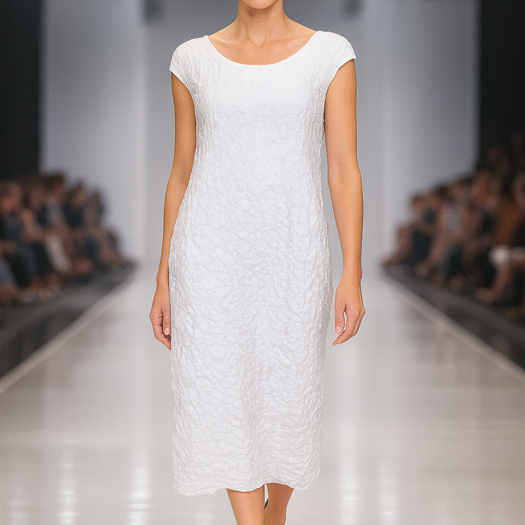 IC Collection Pucker Scoop Neck Dress 7003D-DUP1