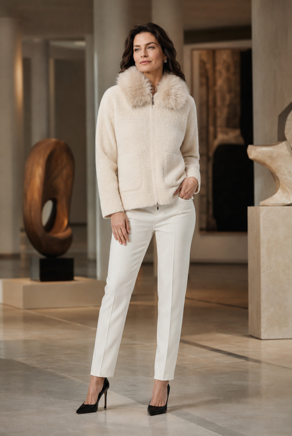 Joseph Ribkoff Detachable Faux Fur Collar Jacket-264920