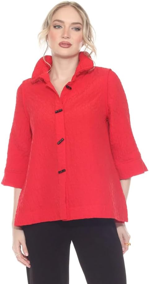 Moonlight Women's Textured Button Front Shirt Jacket-4203