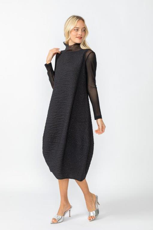 IC Collection Sheer Organza Funnel Neck Balloon Dress-IC-4370D