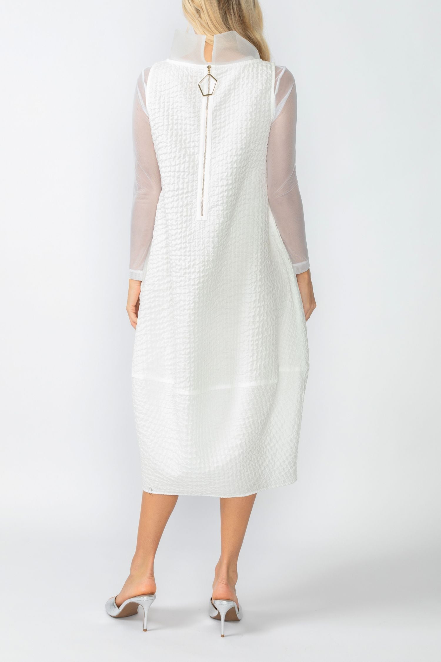 IC Collection Sheer Organza Funnel Neck Balloon Dress-IC-4370D