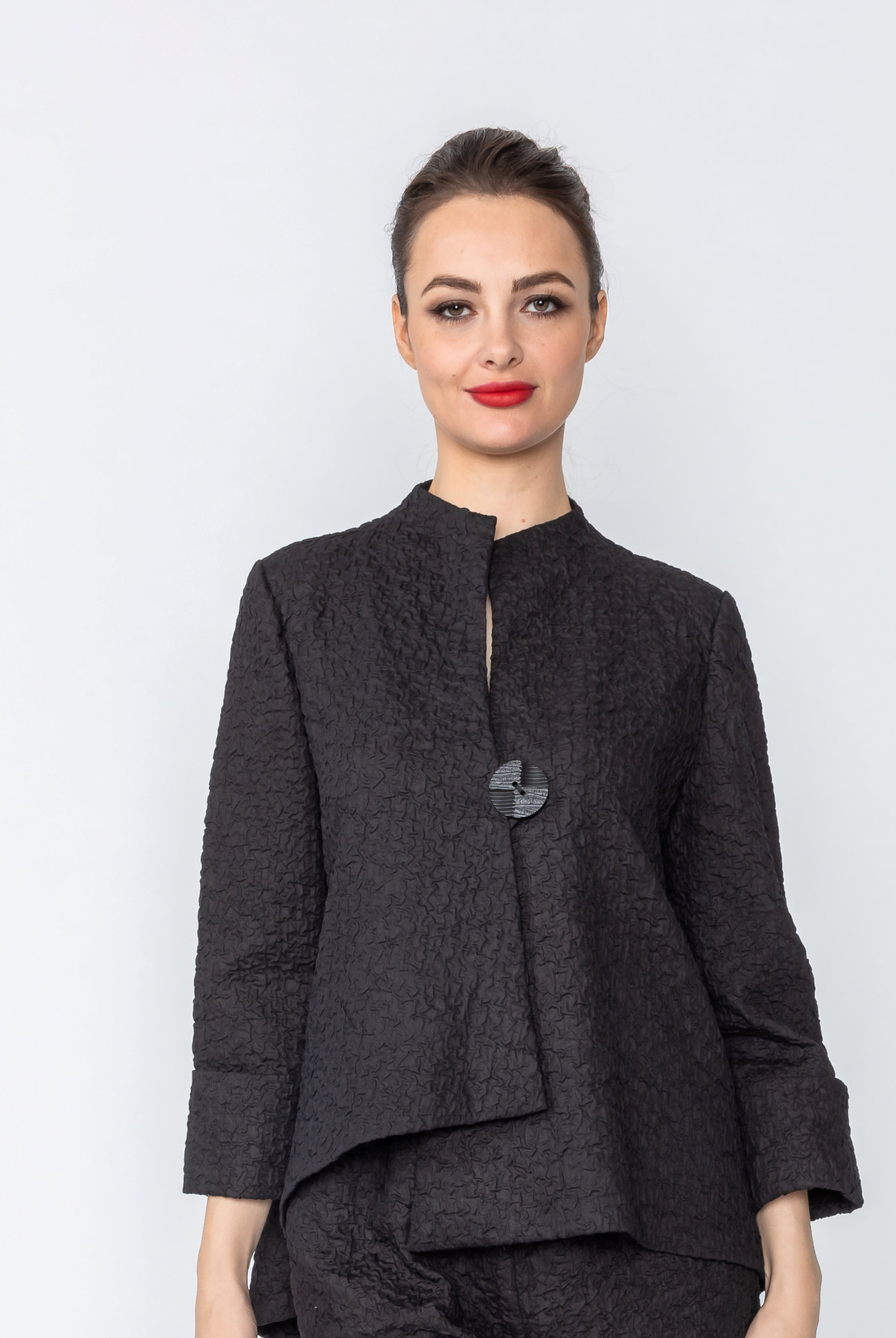 IC Collection Textured Asymmetrical Jacket | Unique Apparel USA
