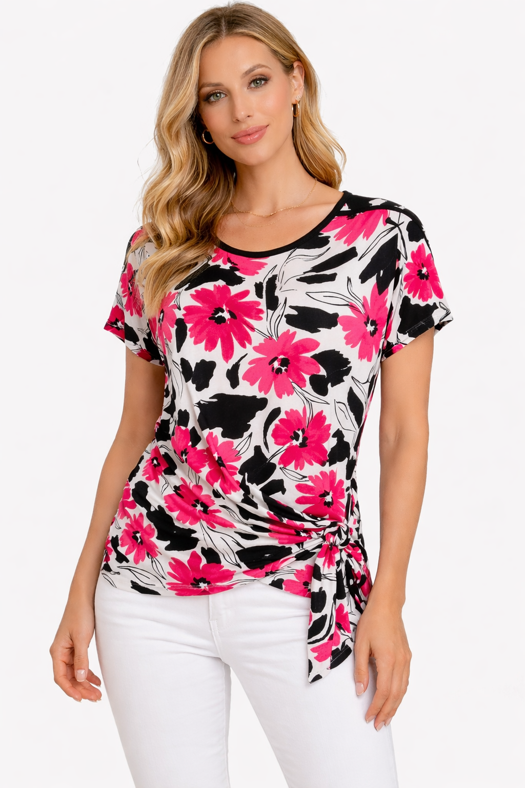 Joseph Ribkoff Bold Bloom Tie-Side Top - Style 221117