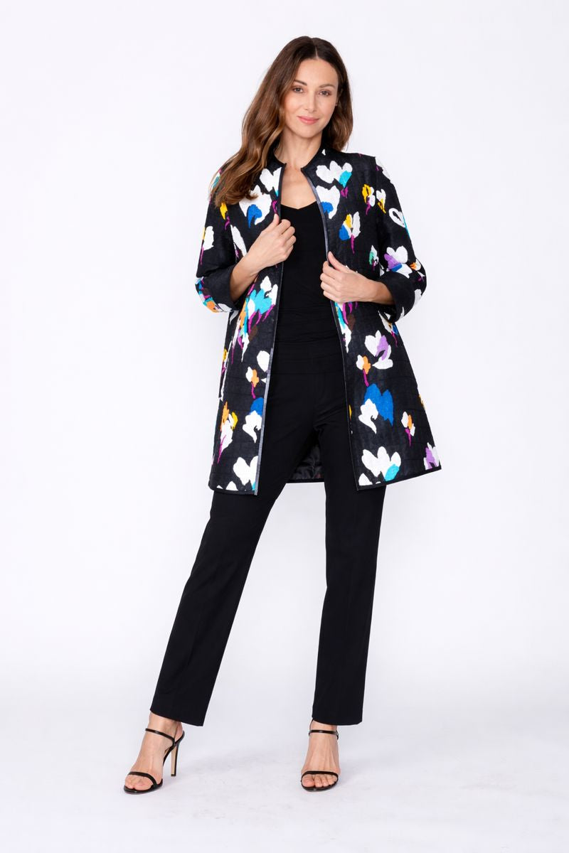 IC Collection Bold Floral Print Swing Jacket-7400J
