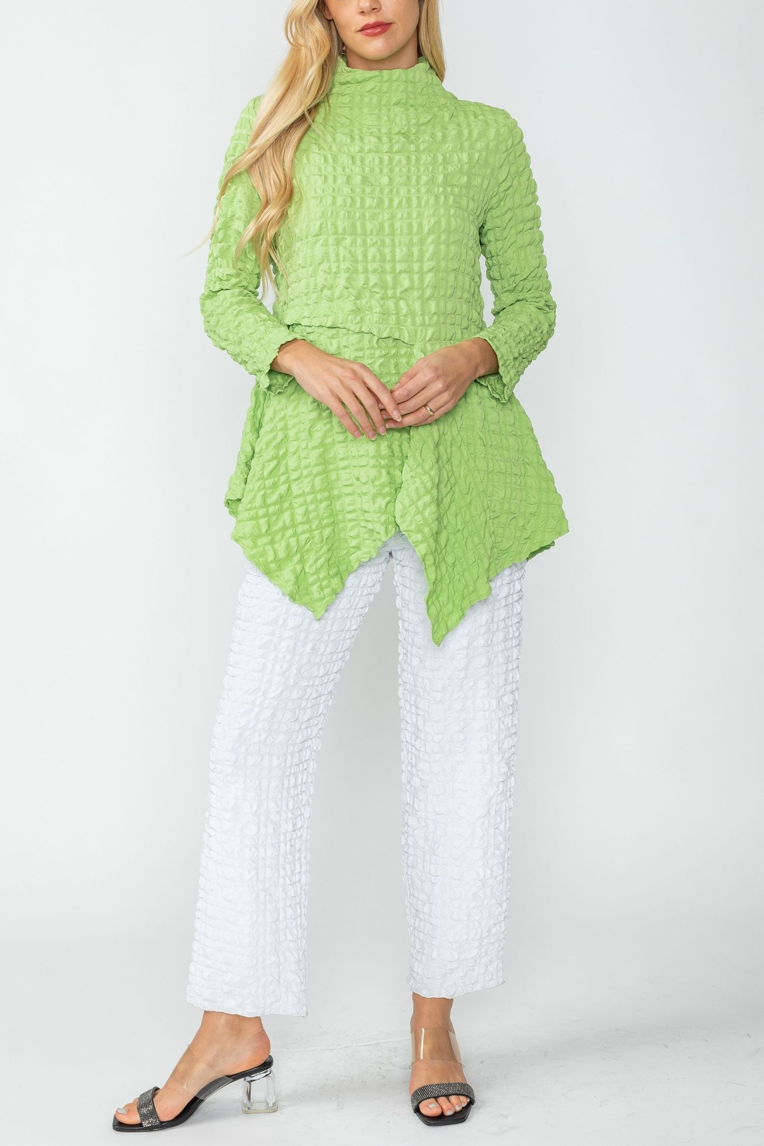 IC Collection Pucker Mock Neck Top-IC-4616T