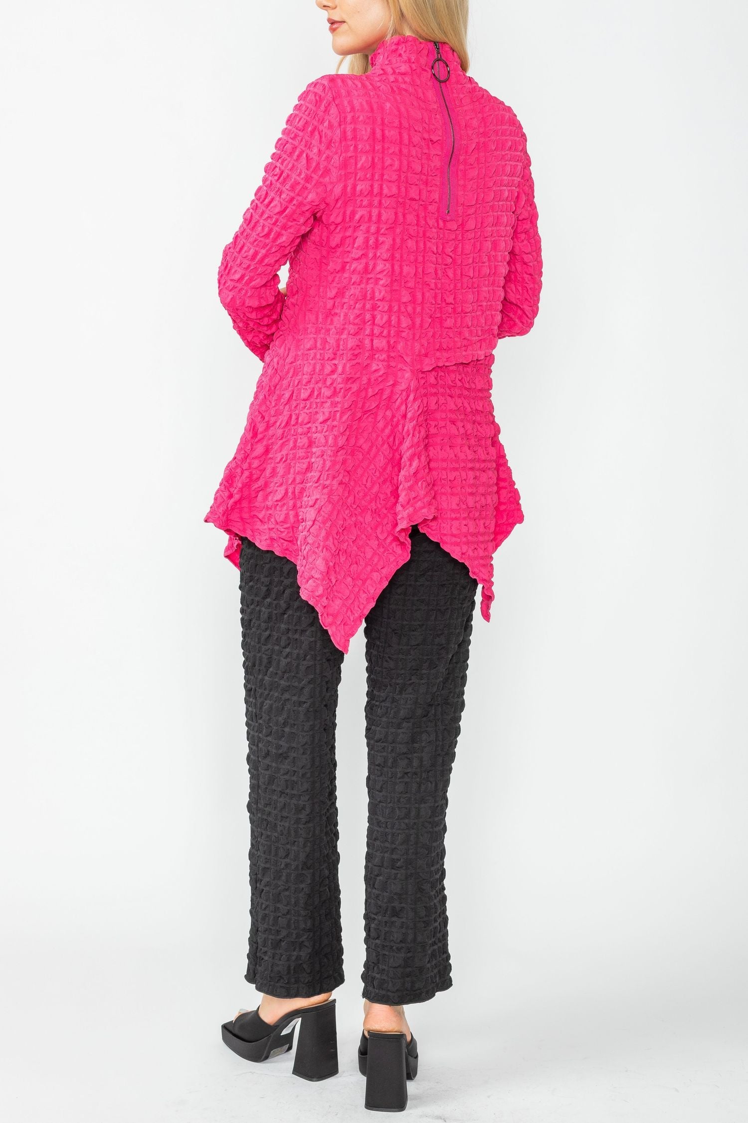 IC Collection Pucker Mock Neck Top-IC-4616T