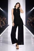 By JJ Mandarin Collar Sleeveless Zip-Front Tunic- IT-136