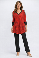 IC Collection V-Neck Open Shoulder Top-7860T