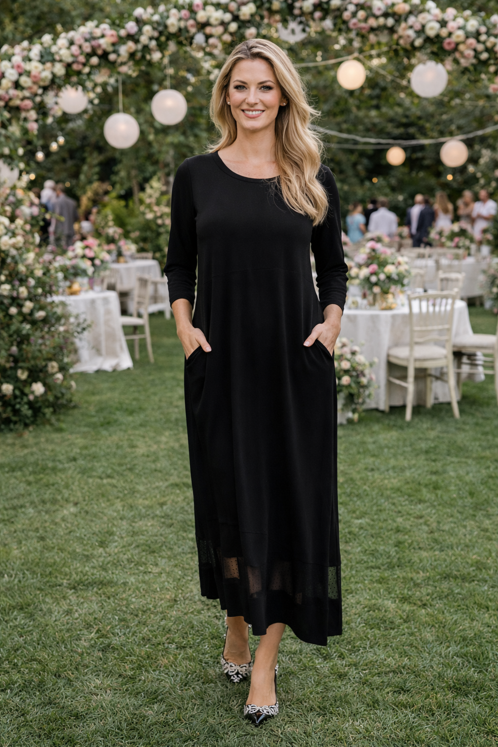 Comfy USA/Sun Kim/Jason High/Low Mesh Bottom Dress-CD1527