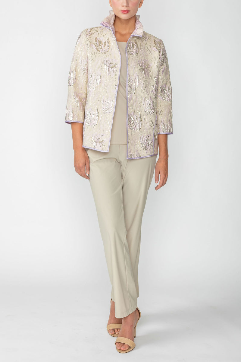 IC Collection Floral Embossed Open Jacket-IC-4672J