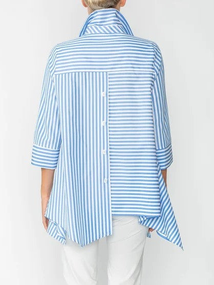 IC Collection Asymmetrical Stripes Blouse-IC-4691B