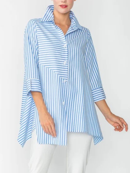 IC Collection Asymmetrical Stripes Blouse-IC-4691B