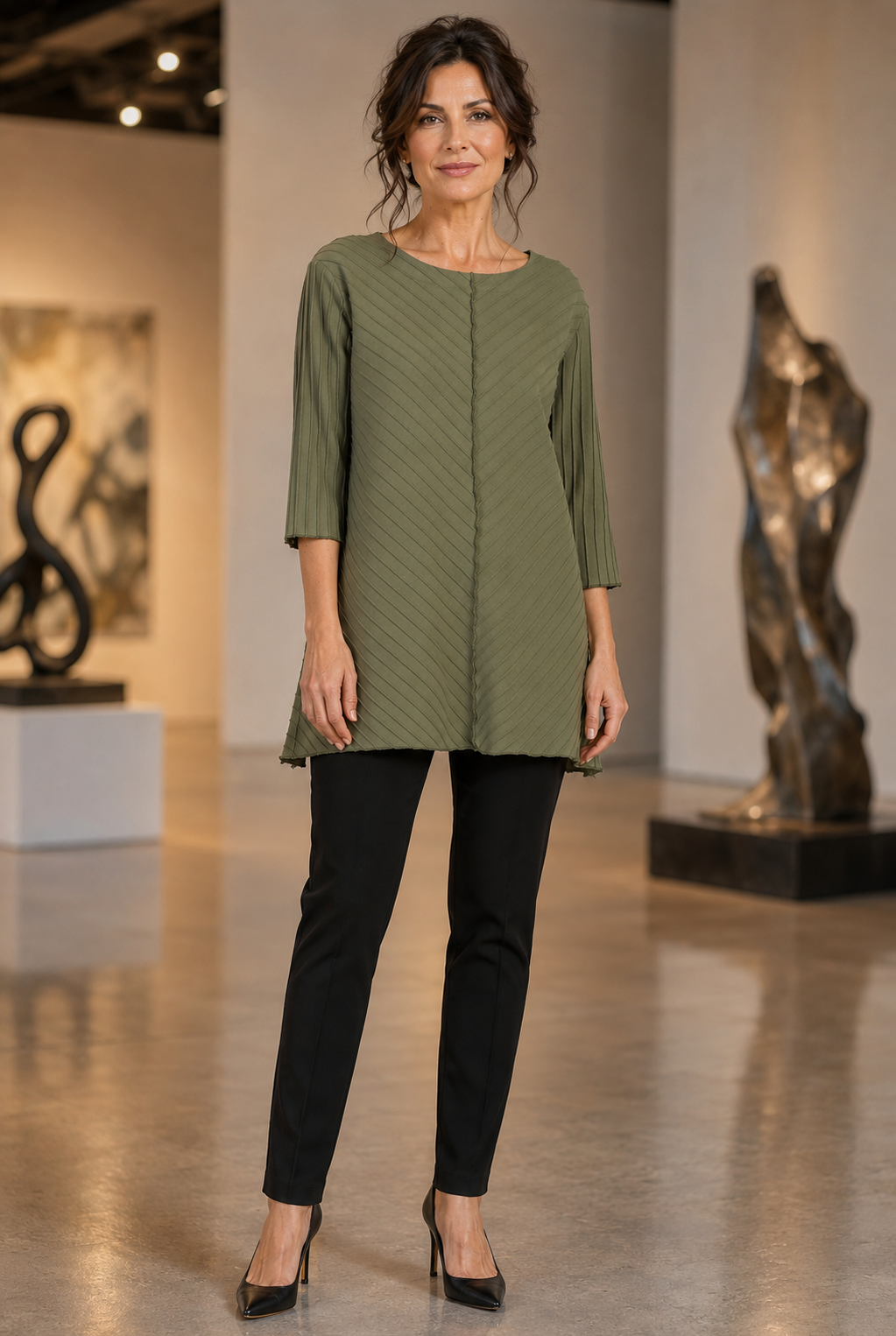 Unique Apparel USA By JJ Ribbed Design Plus Size Tunic-CS-342P
